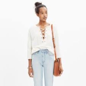 Madewell white lace up top